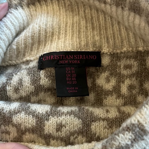 Christian Siriano animal print mock neck sweater, size 1X - Picture 2 of 3